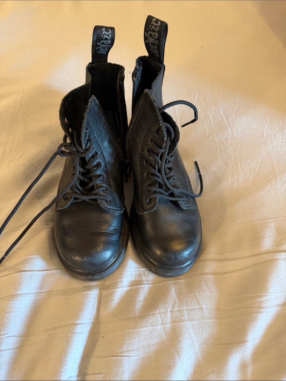 Dr. Martens Kids Black Lace-Up Zip Combat Boots